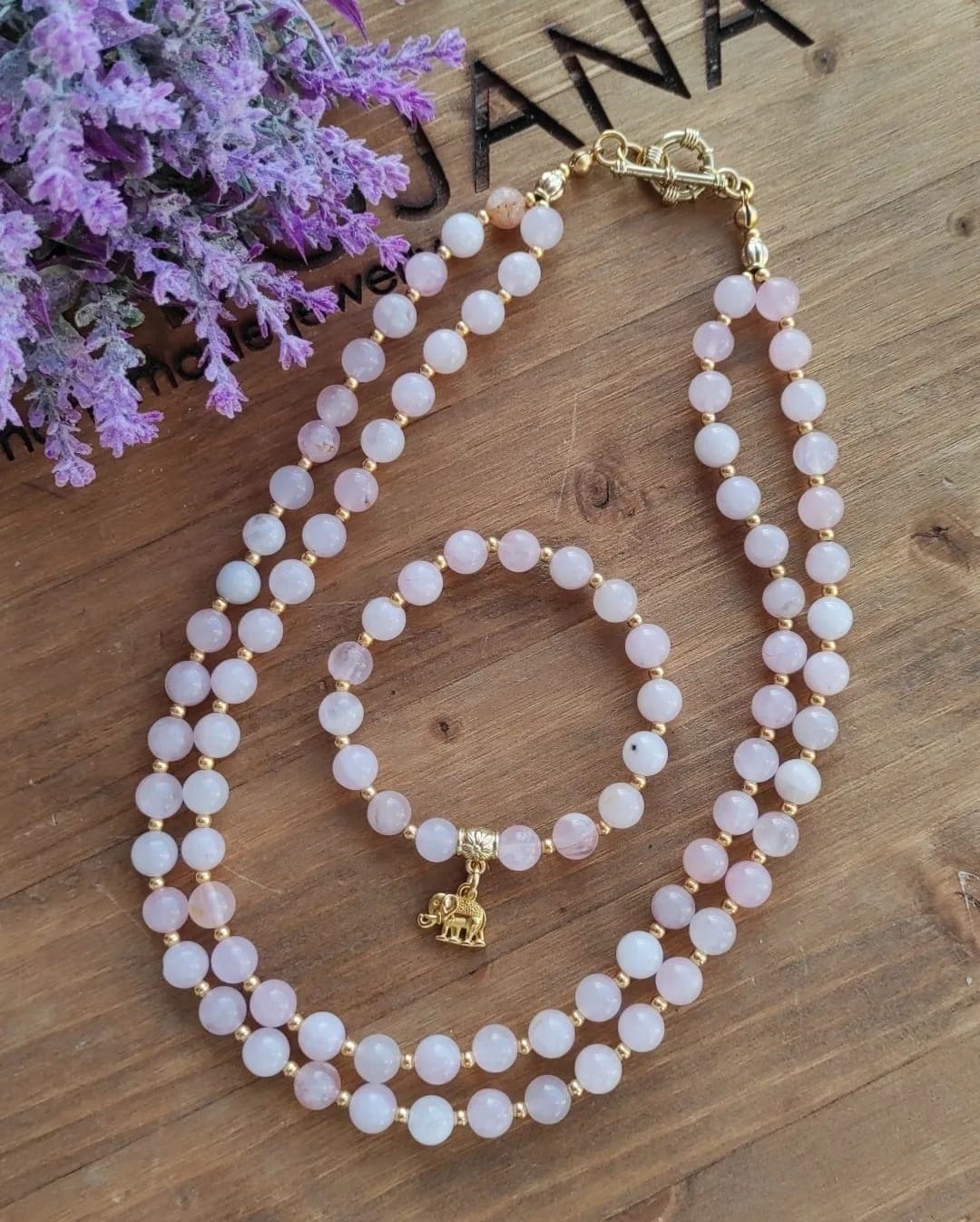 Ogrlica od roze kvarca (set)