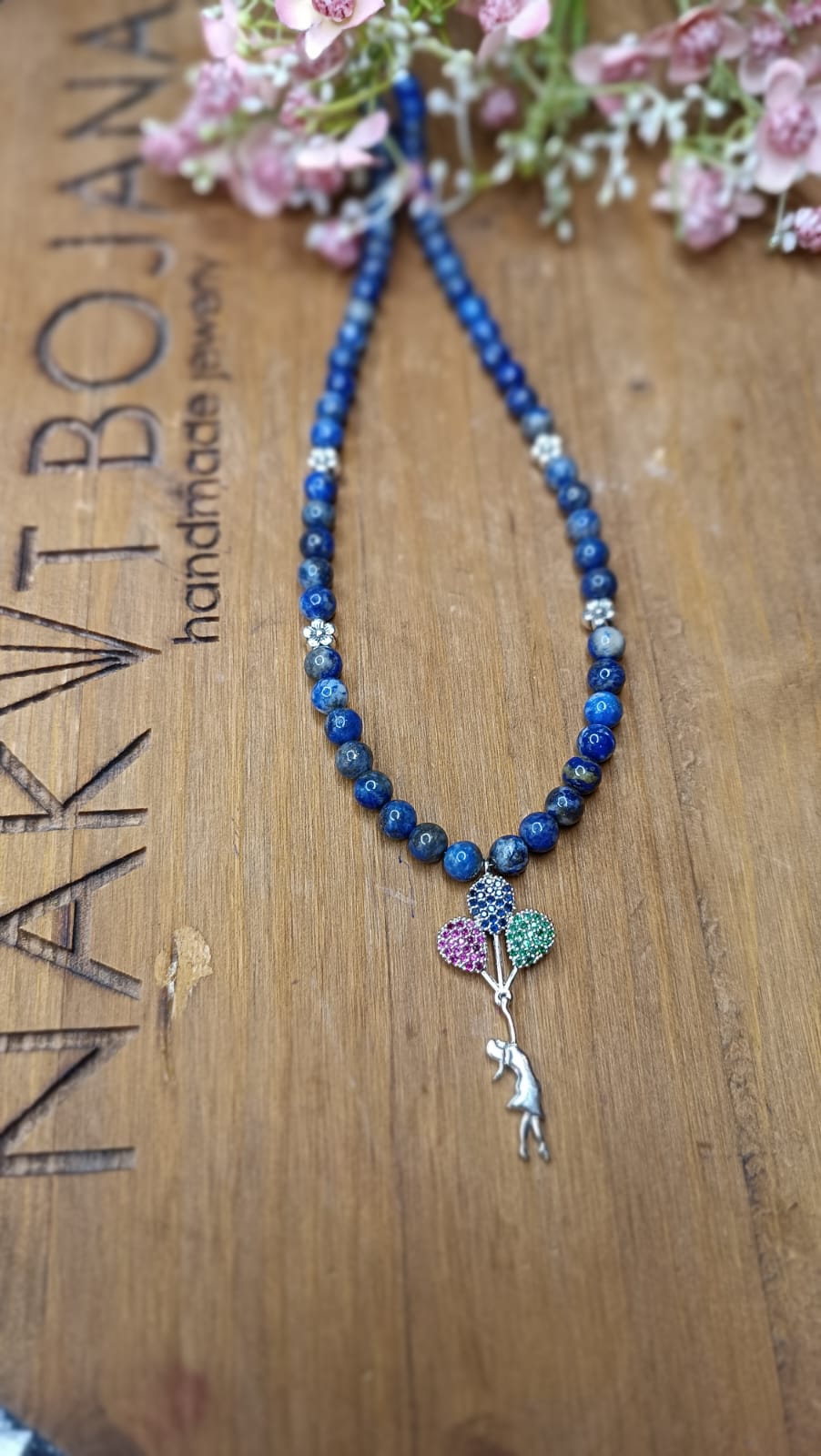 Ogrlica — lapis lazuli, privezak od srebra