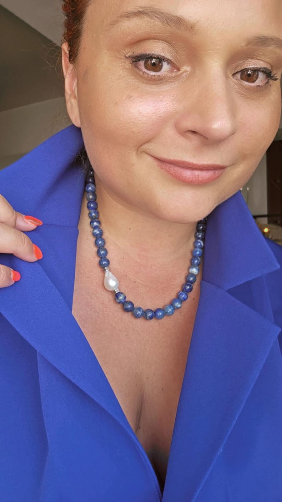 Ogrlica — lapis lazuli i barokni biser